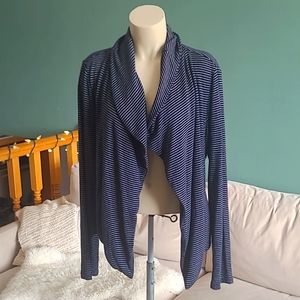 Lou & Grey Navy and White striped open cardigan, size Medium